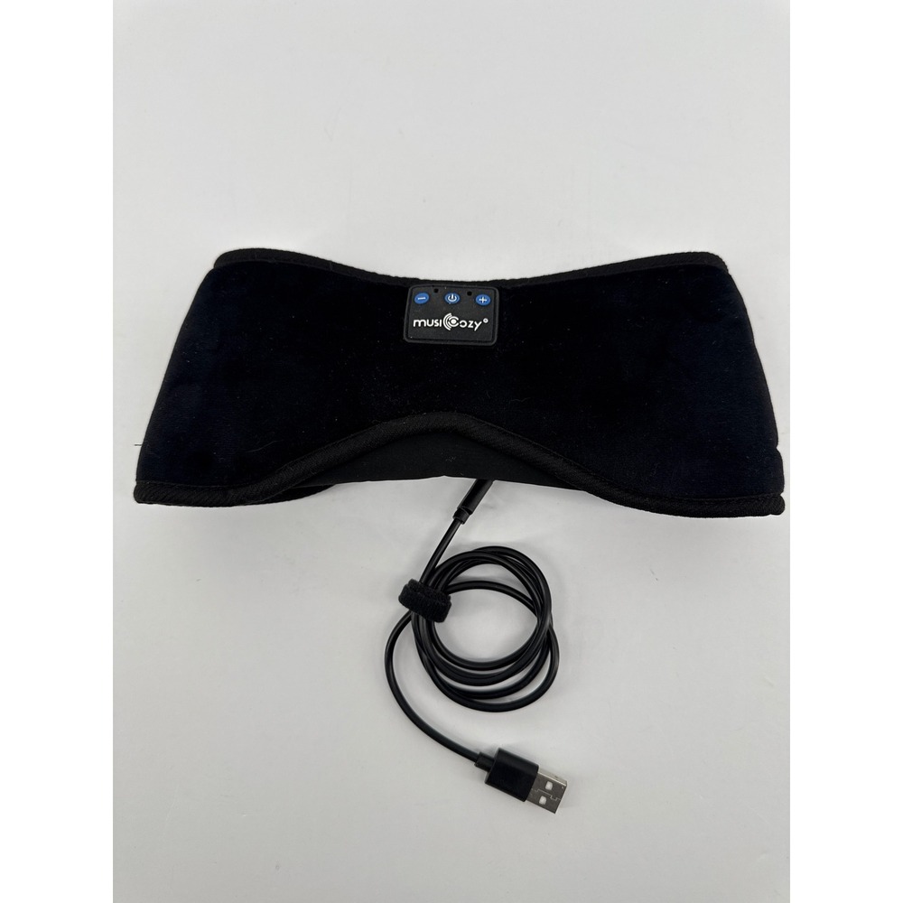 MUSICOZY Black Bluetooth Sleep Mask Headphones Integrated Speakers USB Charging